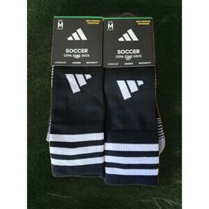 Adidas Copa Zone SOCCER FOOTBALL MED 2 Pack Over The Calf Socks BLK/WHT